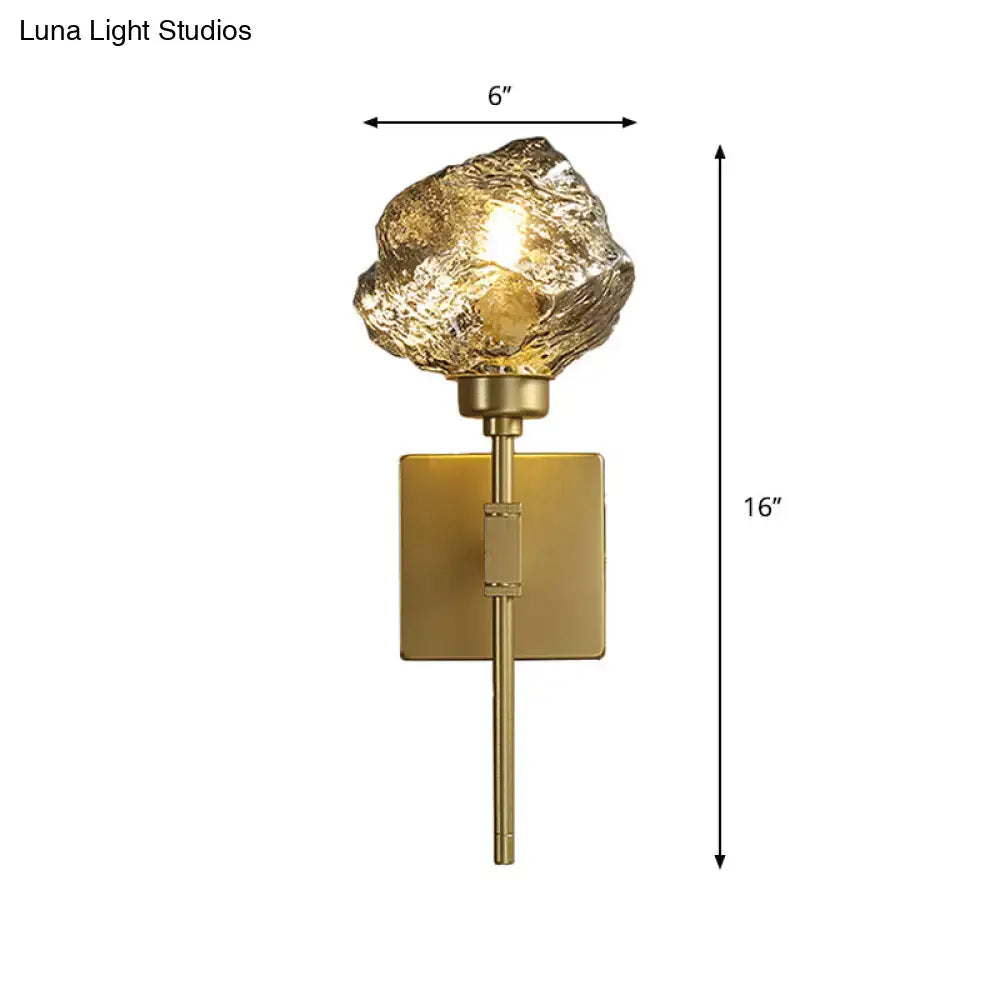 Amber Smoke Glass Sconce with brass backplate and stem by Decorbites on Tampa Home & Garden Store