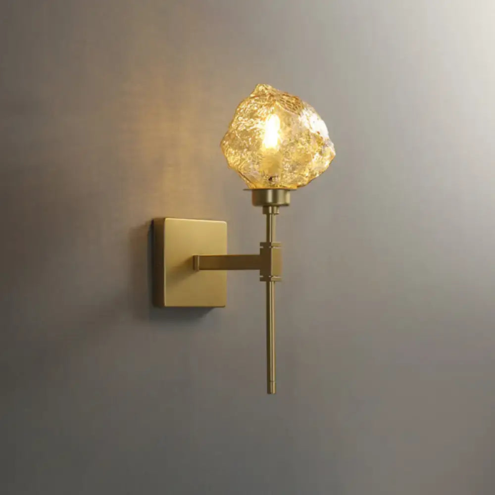 Decorbites amber smoke glass sconce; brass wall mount with amber shade on Tampa Home & Garden Store