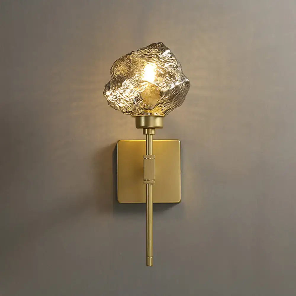 Amber Smoke Glass Sconce with brass wall plate and textured shade by Decorbites on Tampa Home & Garden Store