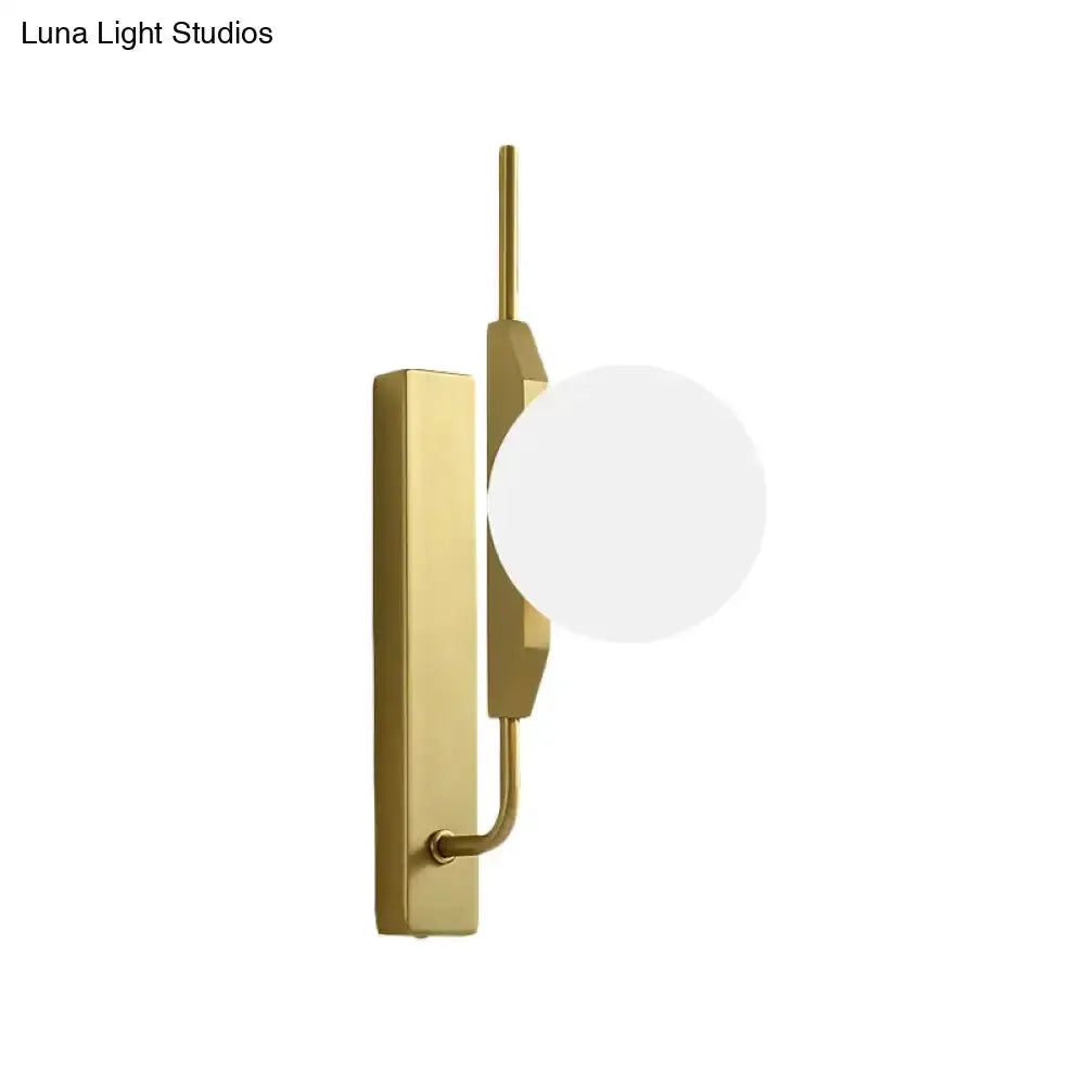 Decorbites modern gold wall sconce with amber glass orb shade for bedroom 110–120V on Tampa Home & Garden Store