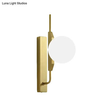 Decorbites modern gold wall sconce with amber glass orb shade for bedroom 110–120V on Tampa Home & Garden Store