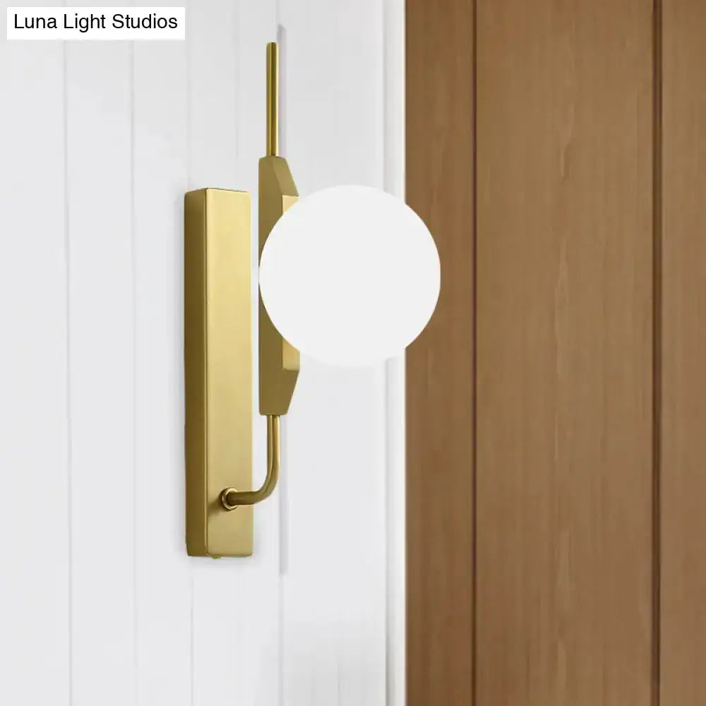 Gold brass wall sconce with amber glass orb shade for bedroom 110V-120V on Tampa Home & Garden Store