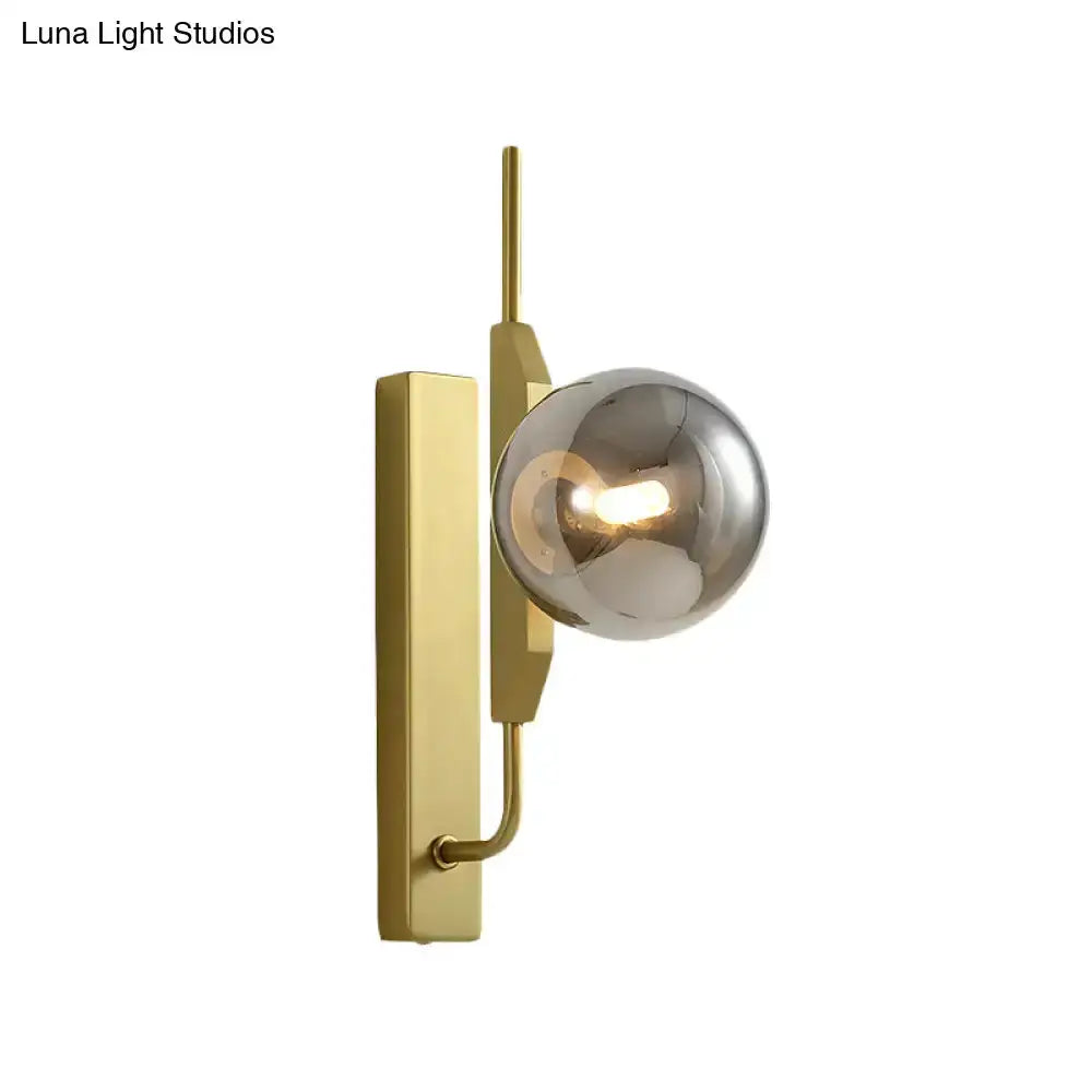 Decorbites modern gold wall light with amber glass orb sconce for bedroom on Tampa Home & Garden Store