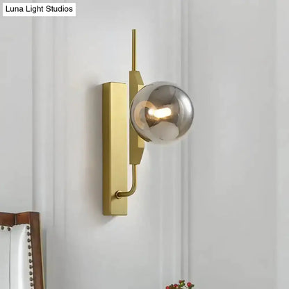 Modern gold amber glass orb wall light fixture with brass backplate by Decorbites 110–120V on Tampa Home & Garden Store