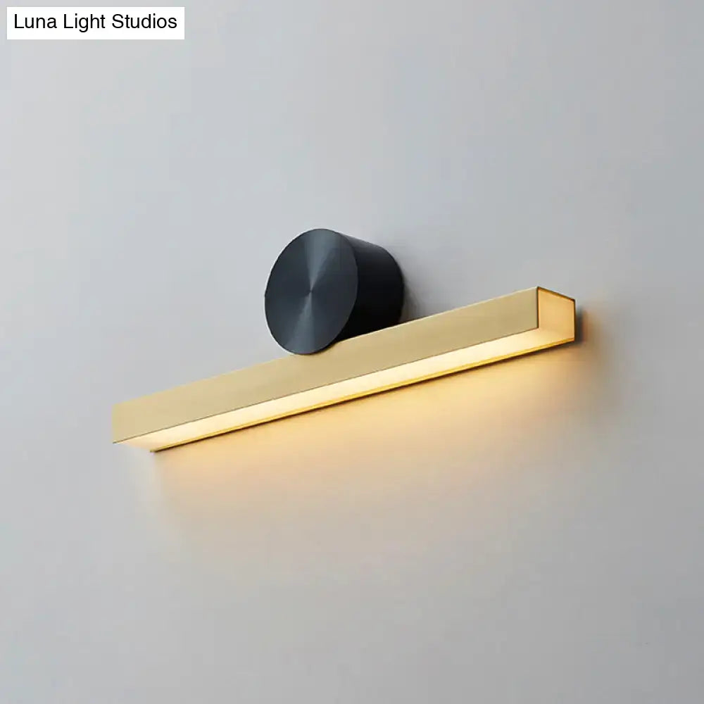 Gold Black Linear Wall Light by Decorbites with a circular black mount and warm gold LED bar on Tampa Home & Garden Store