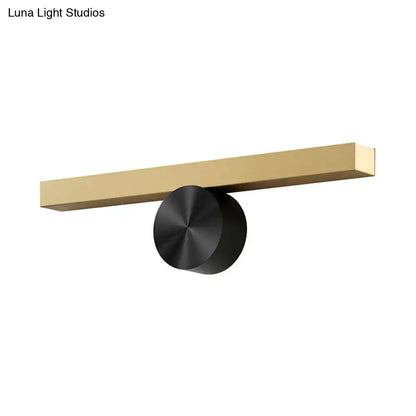 Gold and black linear wall light with brass bar and round black mount Decorbites on Tampa Home & Garden Store