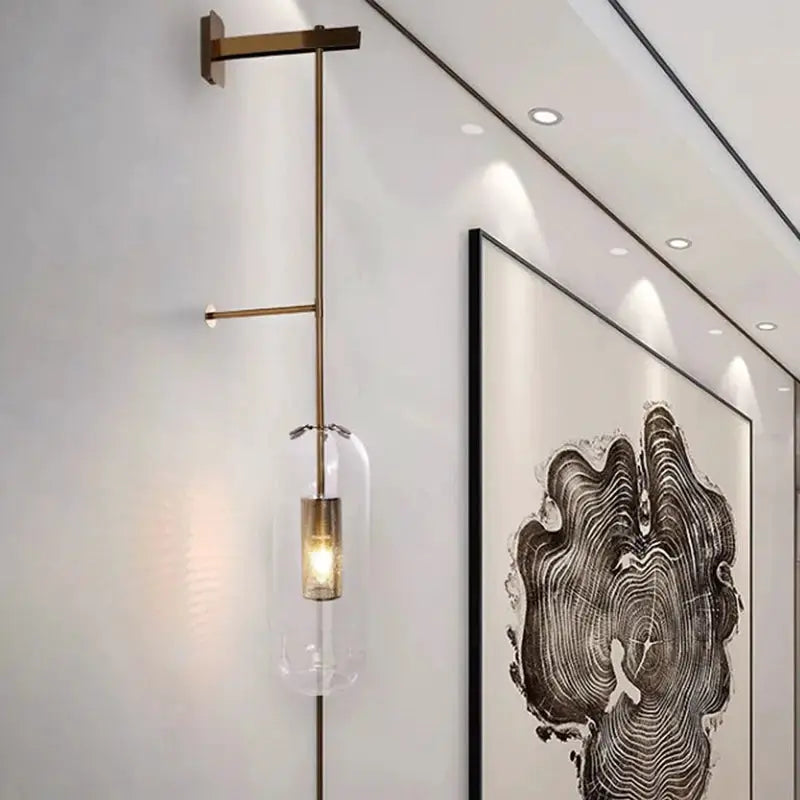 Gold and Black Orb Wall Lamp for Living Room