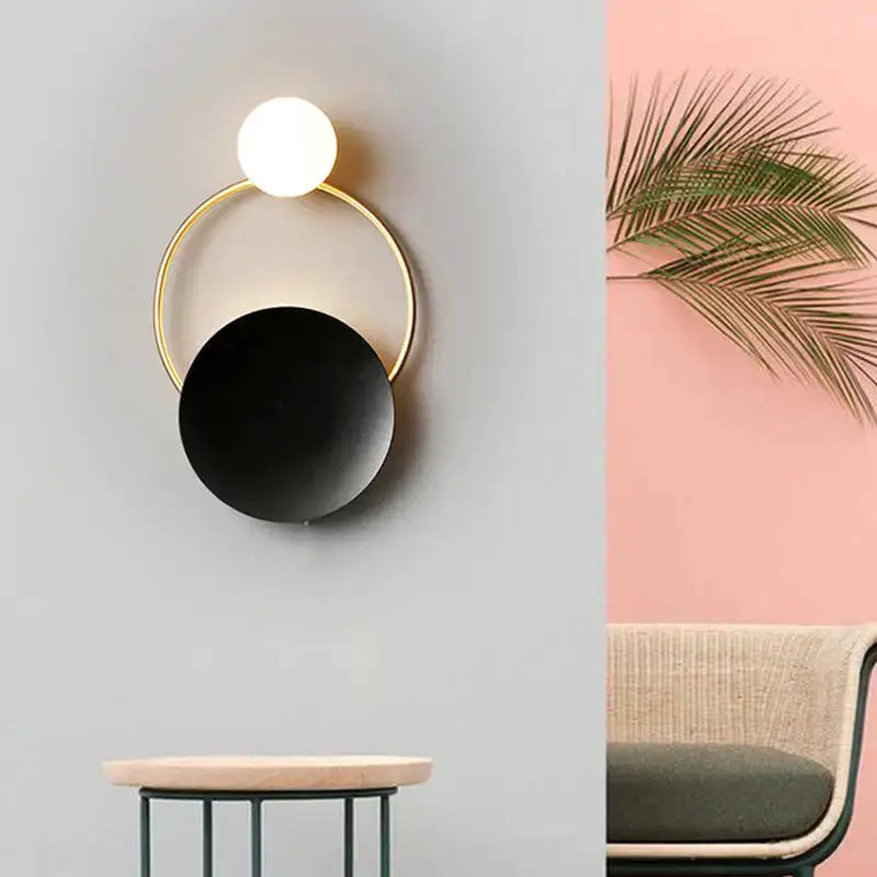 Gold and Black Orb Wall Lamp for Living Room