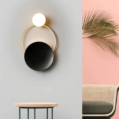 Gold and Black Orb Wall Lamp for Living Room