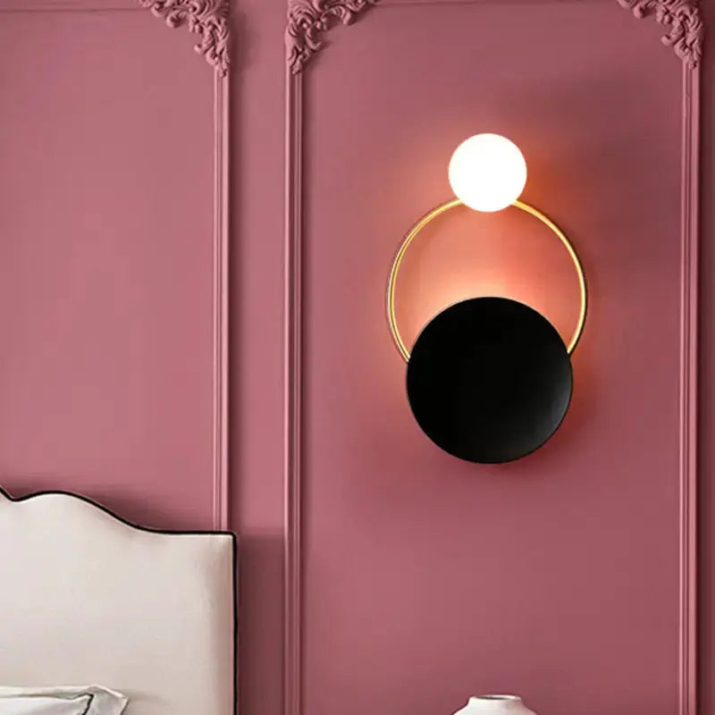 Gold and Black Orb Wall Lamp for Living Room