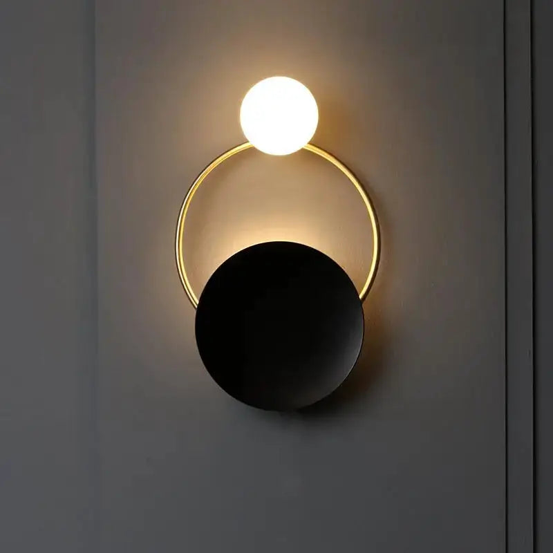 Gold and Black Orb Wall Lamp for Living Room