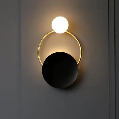 Gold and Black Orb Wall Lamp for Living Room