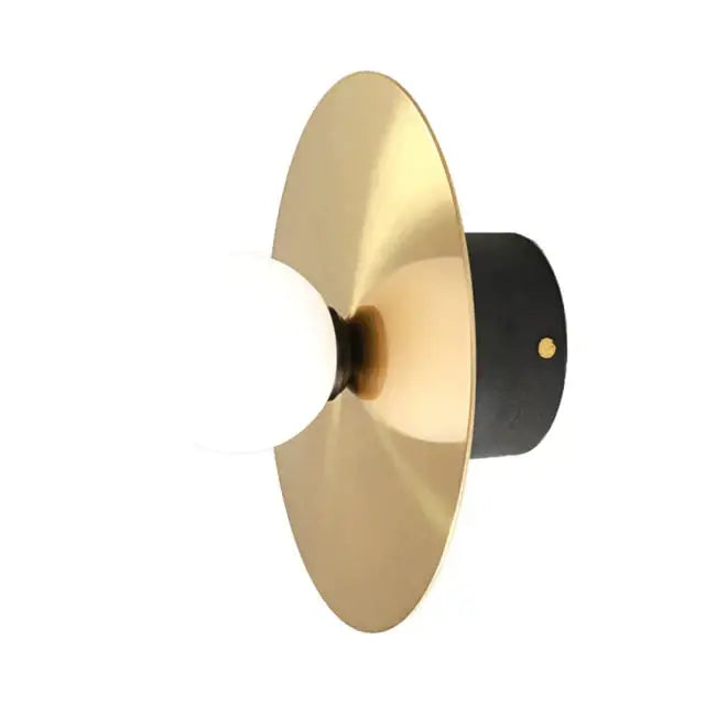 Gold Black Riya Wall Light wall sconce Decorbites, gold disc with black backplate on Tampa Home & Garden Store