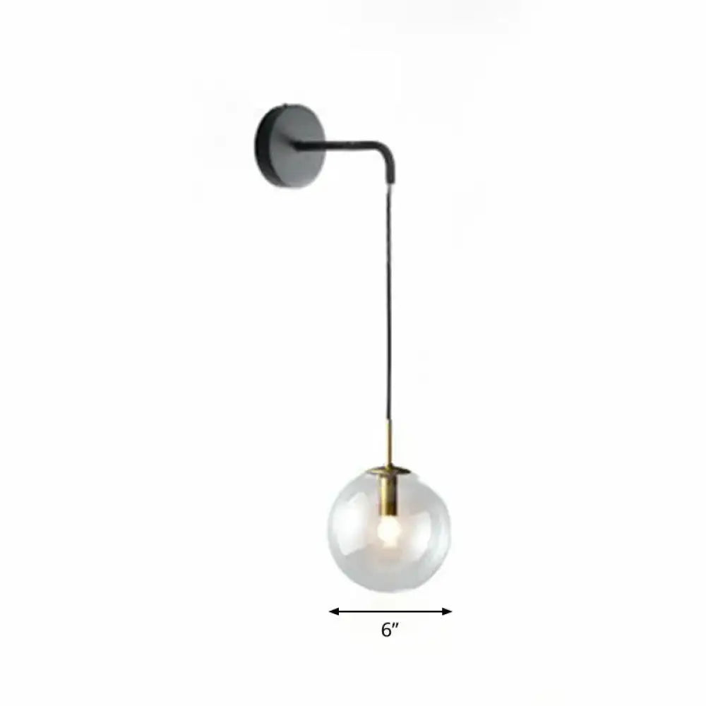 Gold Black Spherical Wall Light wall sconce with clear glass globe by Decorbites on Tampa Home & Garden Store