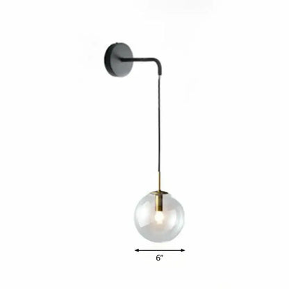 Gold Black Spherical Wall Light wall sconce with clear glass globe by Decorbites on Tampa Home & Garden Store