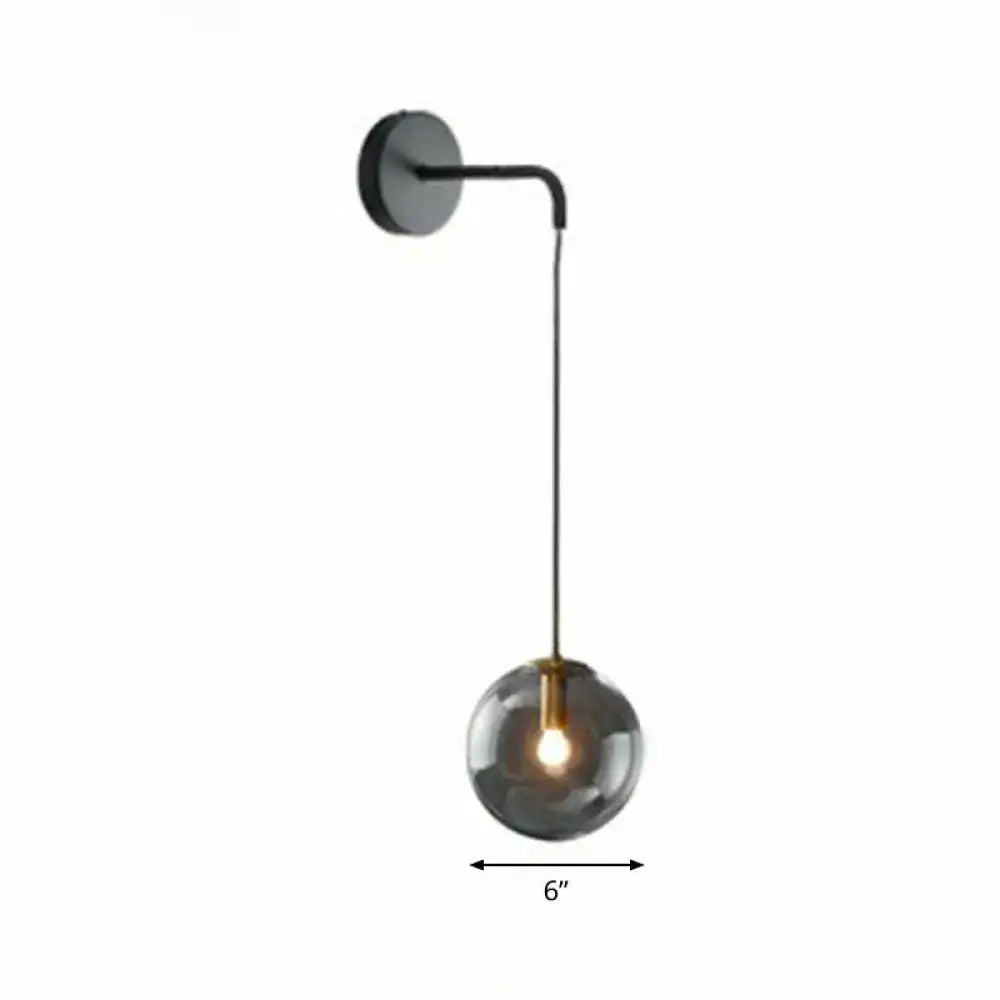 Gold Black Spherical Wall Light wall sconce with glass globe, 6-inch diameter, Decorbites on Tampa Home & Garden Store