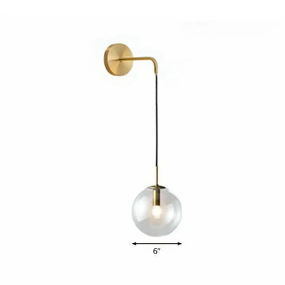 Gold Black spherical wall light with glass globe and brass mount by Decorbites on Tampa Home & Garden Store