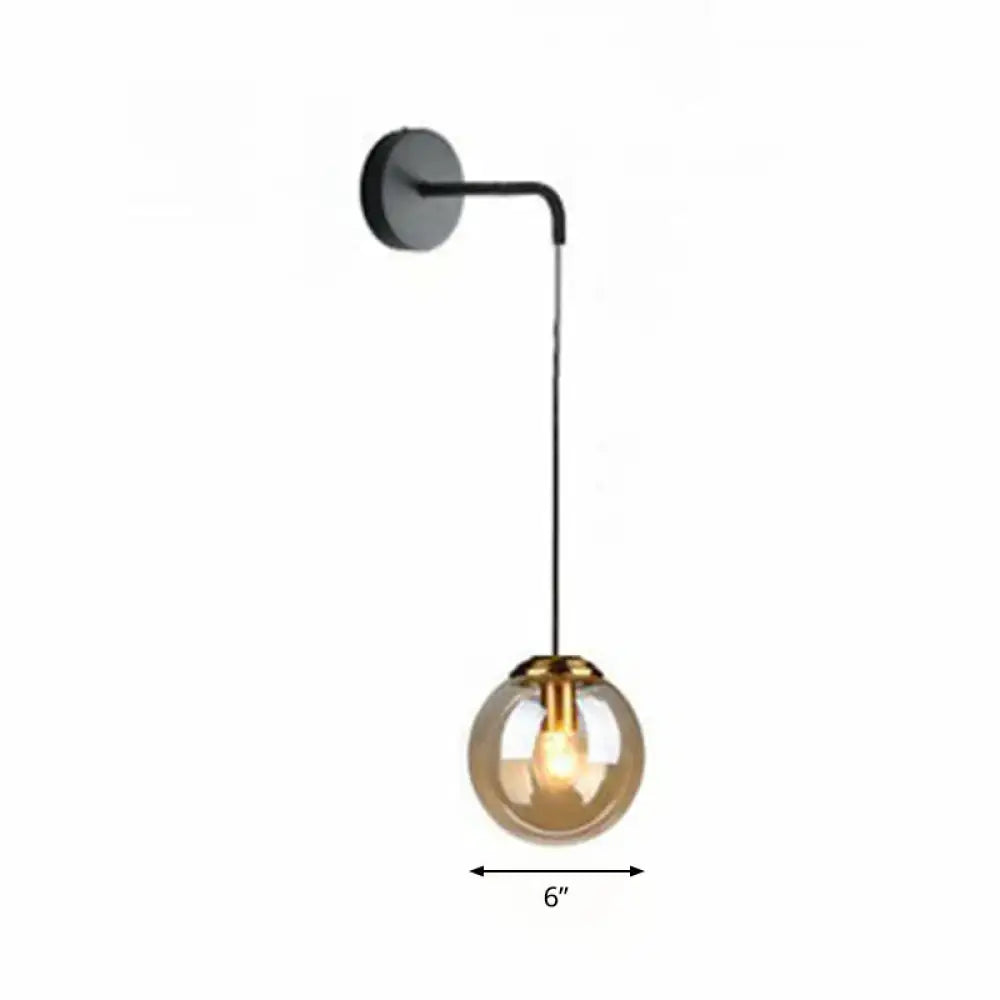 Gold Black Spherical Wall Light Decorbites; glass globe pendant, black cord, gold cap, 6 in on Tampa Home & Garden Store