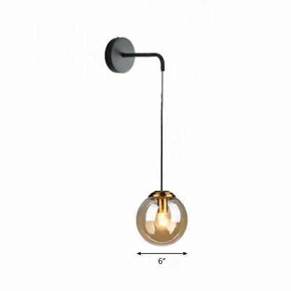 Gold Black Spherical Wall Light Decorbites; glass globe pendant, black cord, gold cap, 6 in on Tampa Home & Garden Store