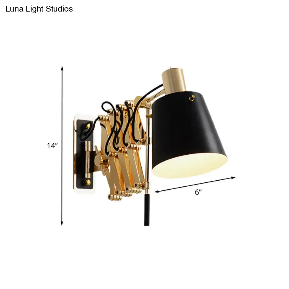 Decorbites Gold Black Barrel Wall Sconce with black shade and gold metal arms on Tampa Home & Garden Store
