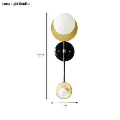 Gold Black Opal Wall Sconce with white glass globes, 19.5 tall x 7 wide Decorbites on Tampa Home & Garden Store