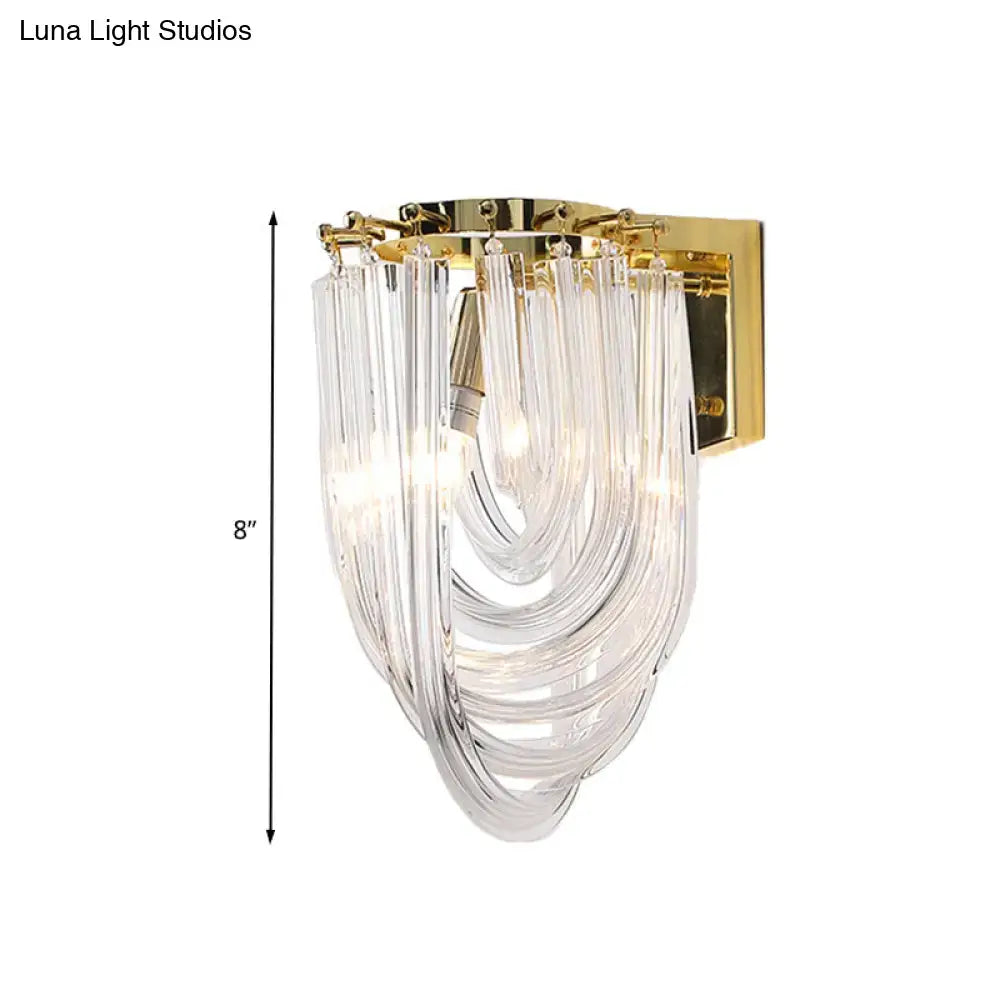 Gold glass geometric clear sconce by Decorbites with crystal strands on Tampa Home & Garden Store