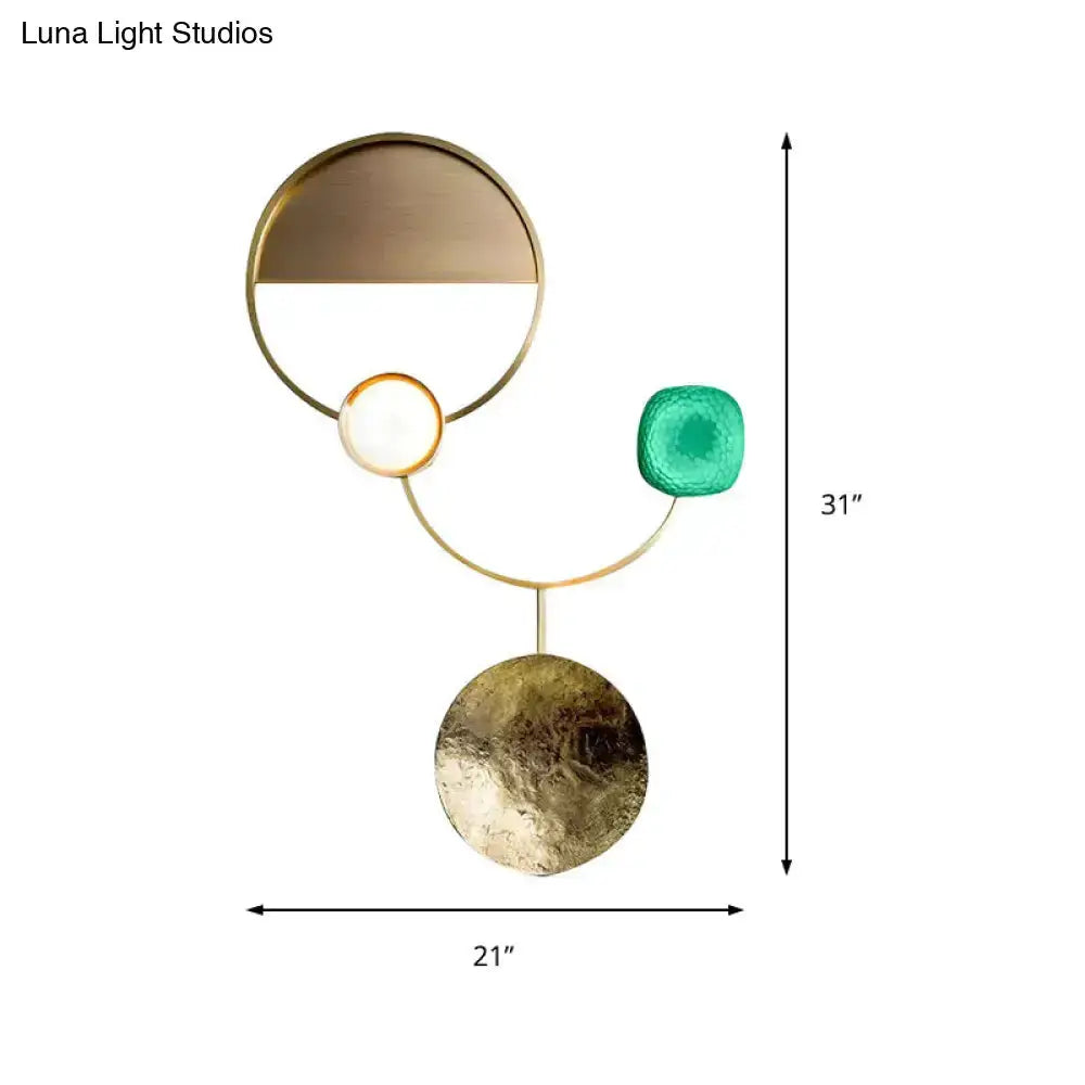 Modern Gold and Green Orbit Wall Sconce Lamp