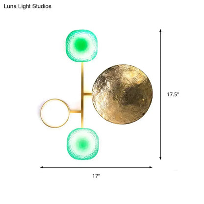 Modern Gold and Green Orbit Wall Sconce Lamp