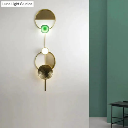 Modern Gold and Green Orbit Wall Sconce Lamp