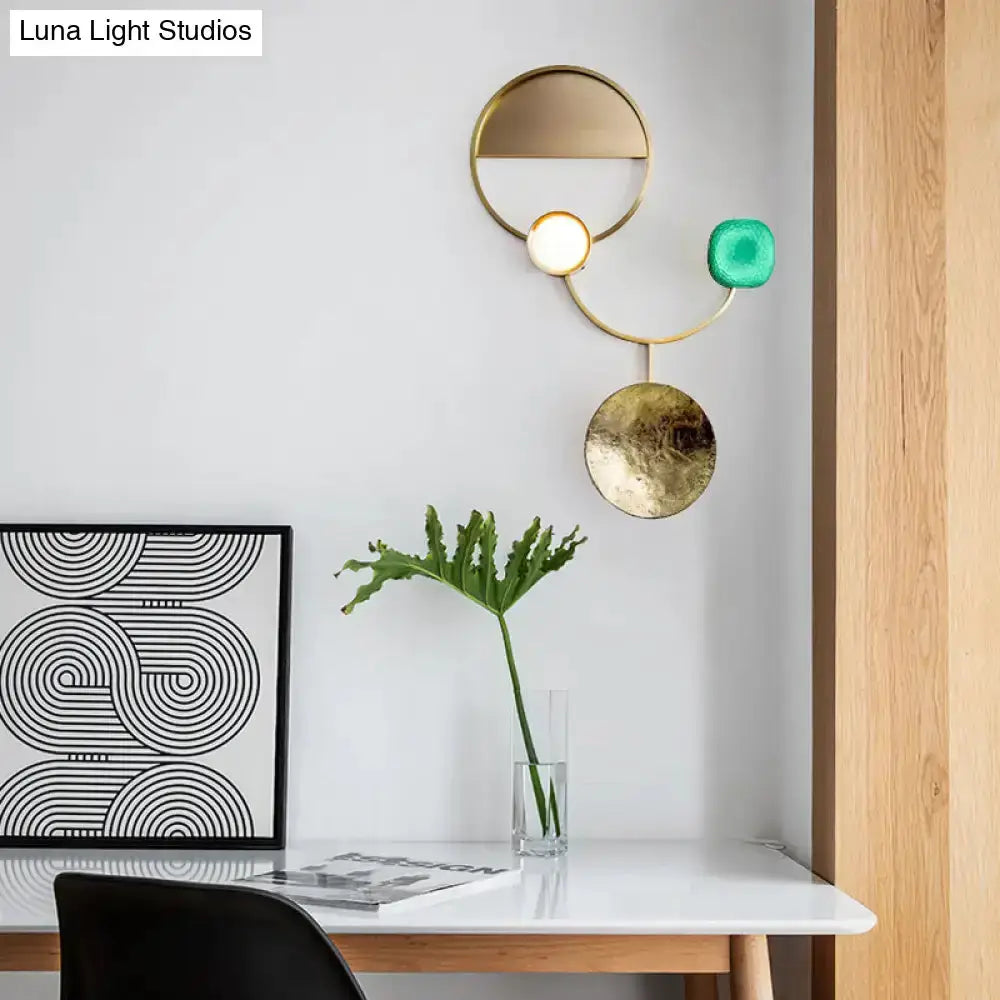 Modern Gold and Green Orbit Wall Sconce Lamp