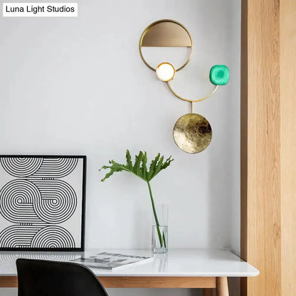 Modern Gold and Green Orbit Wall Sconce Lamp