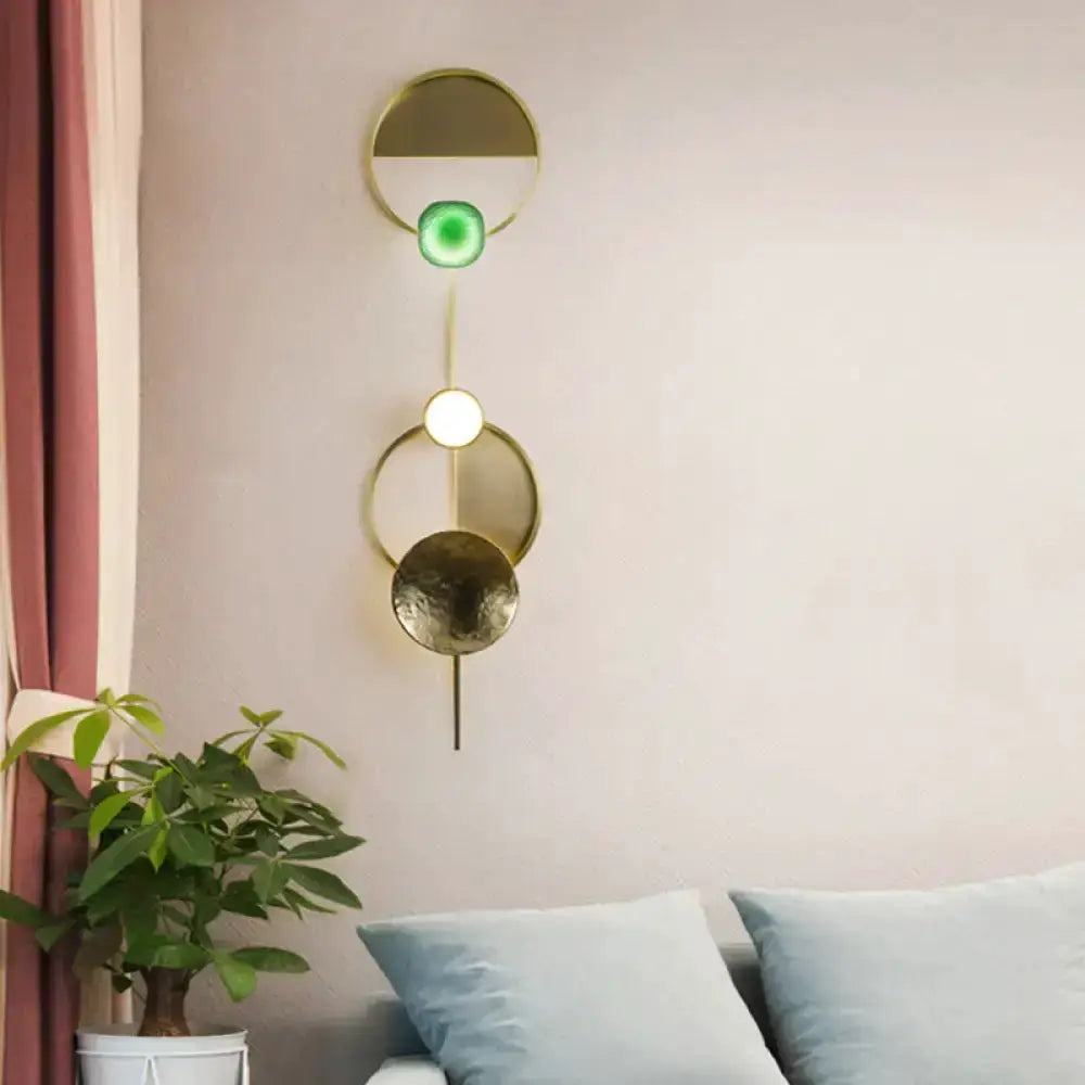 Modern Gold and Green Orbit Wall Sconce Lamp
