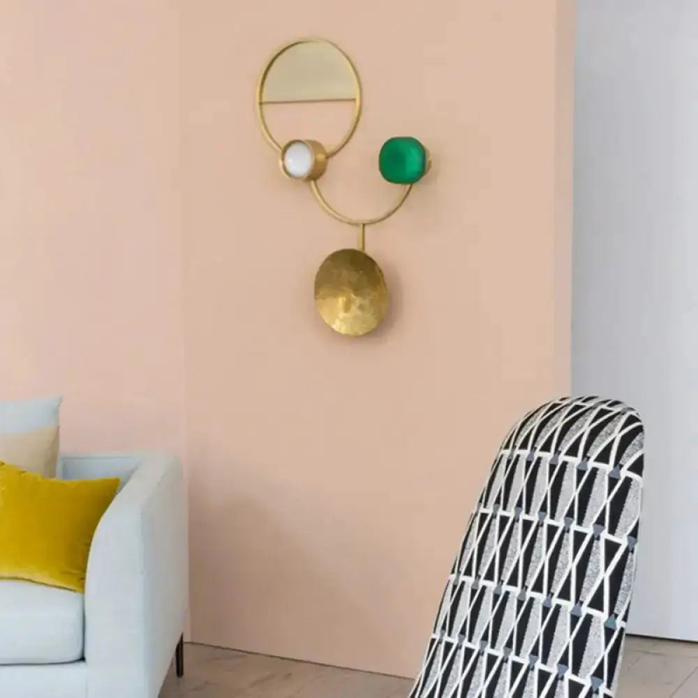 Modern Gold and Green Orbit Wall Sconce Lamp
