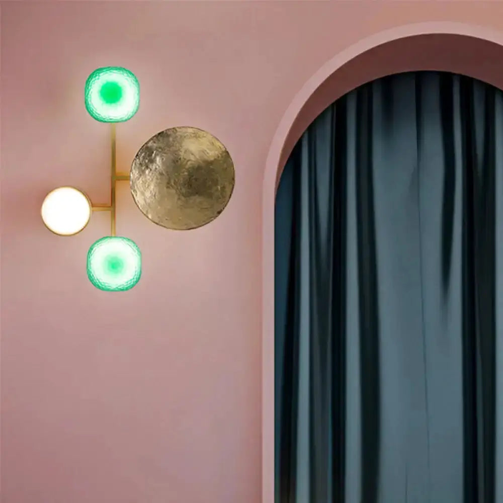 Modern Gold and Green Orbit Wall Sconce Lamp