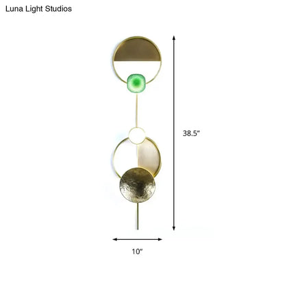 Modern Gold and Green Orbit Wall Sconce Lamp
