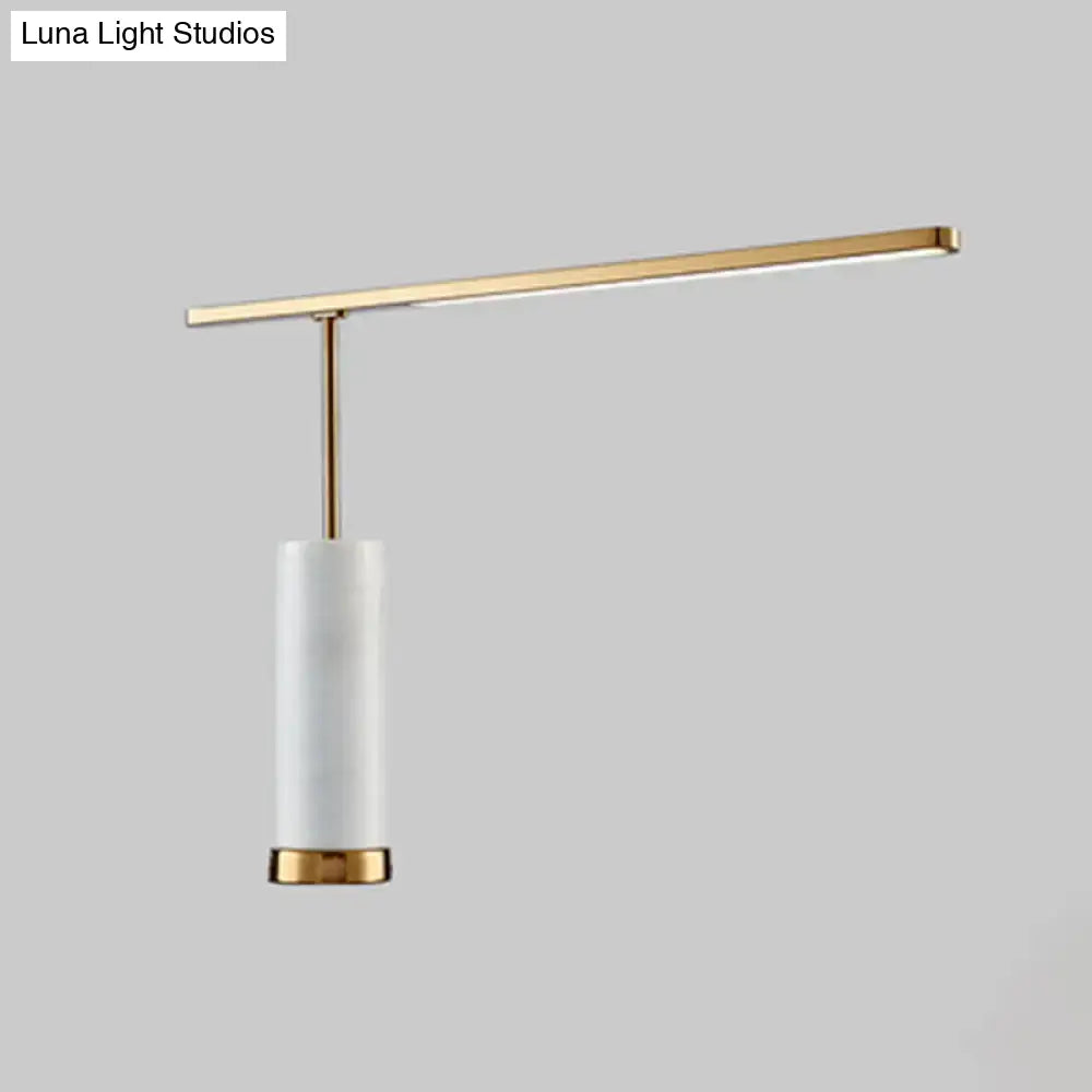 Gold Marble Nightstand Lamp by Decorbites, gold metal bar with frosted glass shade on Tampa Home & Garden Store