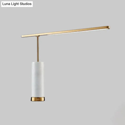 Gold Marble Nightstand Lamp by Decorbites, gold metal bar with frosted glass shade on Tampa Home & Garden Store