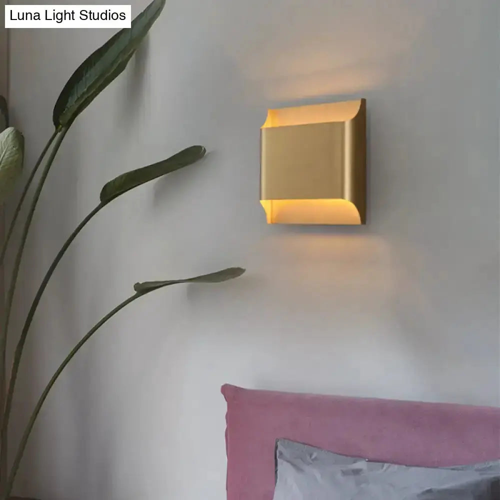Decorbites modern gold angular LED wall light fixture for living room, square metal sconce on Tampa Home & Garden Store