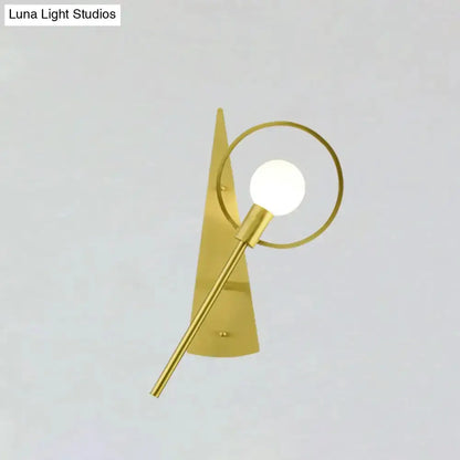 Modern Gold Angular Ring Sconce Light for Bedroom