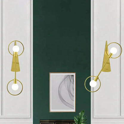 Modern Gold Angular Ring Sconce Light for Bedroom