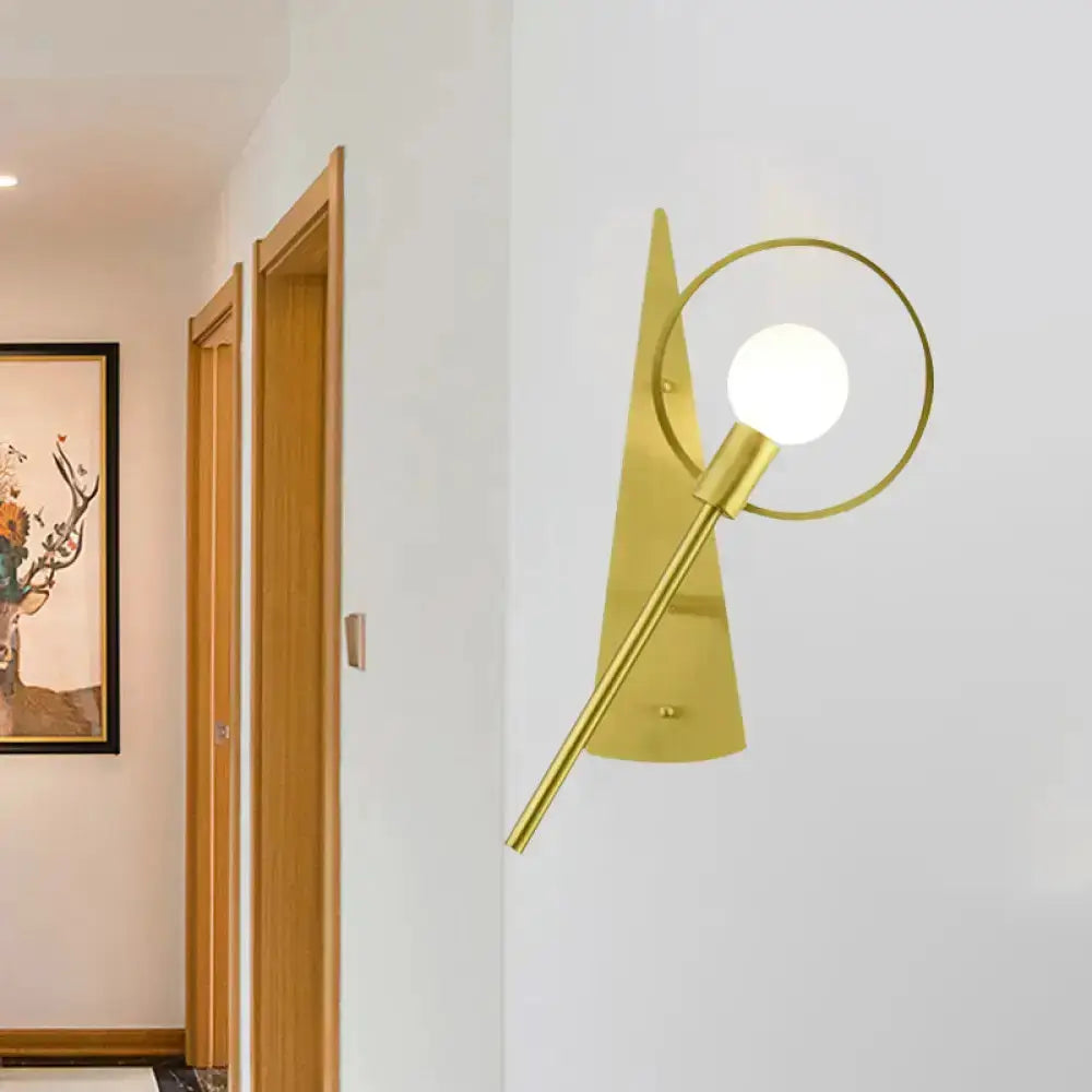 Modern Gold Angular Ring Sconce Light for Bedroom