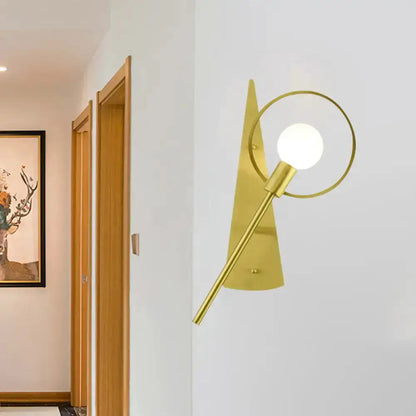 Modern Gold Angular Ring Sconce Light for Bedroom