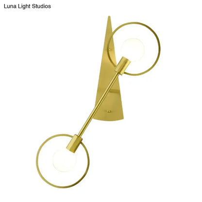 Modern Gold Angular Ring Sconce Light for Bedroom