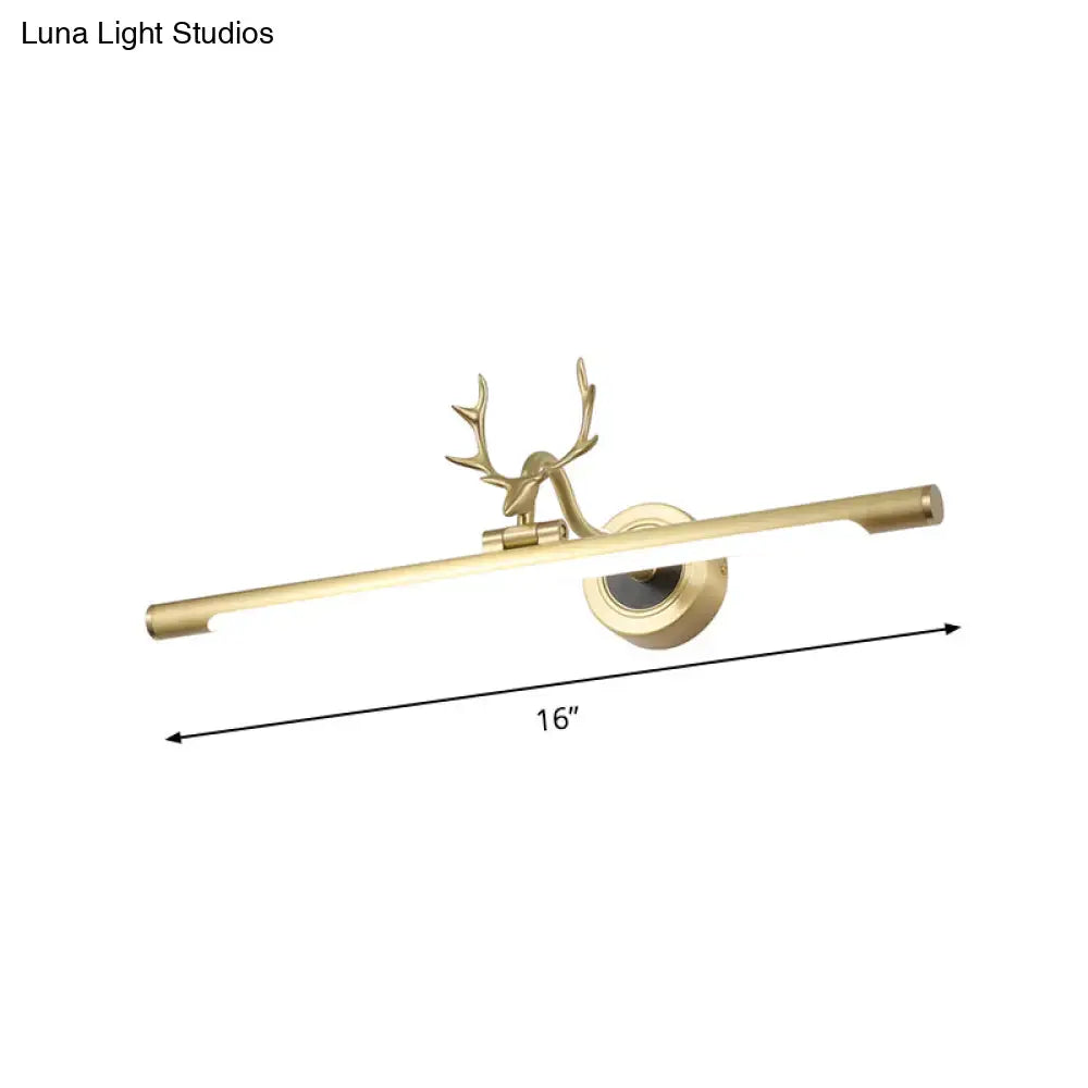 Gold Antler Rustic Vanity Light 16in brass bar with deer antler mount by Decorbites on Tampa Home & Garden Store
