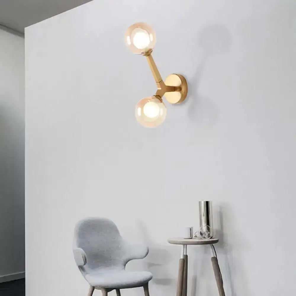 Modern gold double-globe wall lamp sconce for corridors by Decorbites on Tampa Home & Garden Store