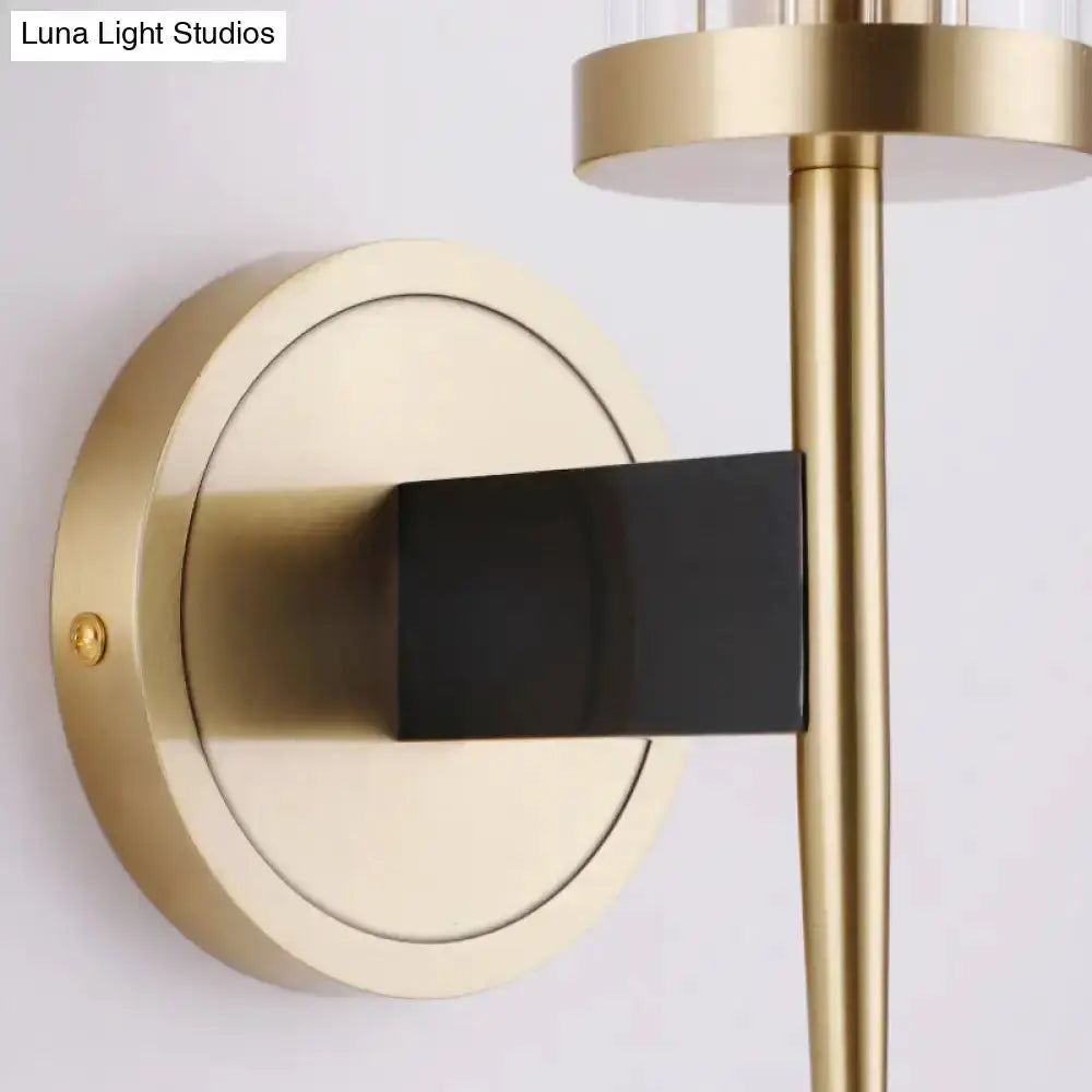 Modern Gold and Black Fluted Glass Wall Lamp