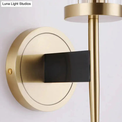 Modern Gold and Black Fluted Glass Wall Lamp