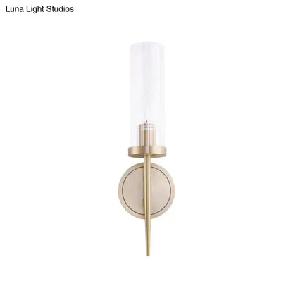Modern Gold and Black Fluted Glass Wall Lamp