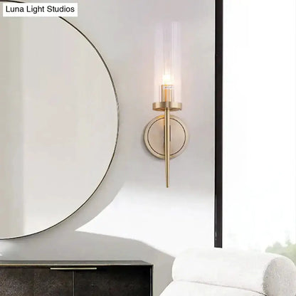 Modern Gold and Black Fluted Glass Wall Lamp
