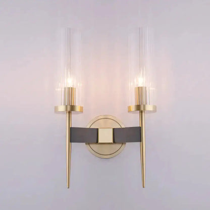 Modern Gold and Black Fluted Glass Wall Lamp